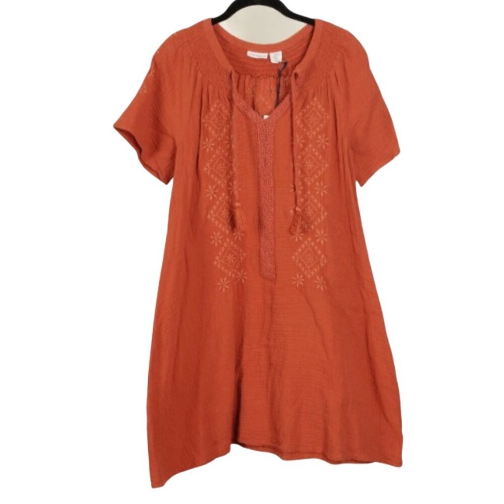Lucky Brand Boho Gauzy Terracotta Mini Dress Size M